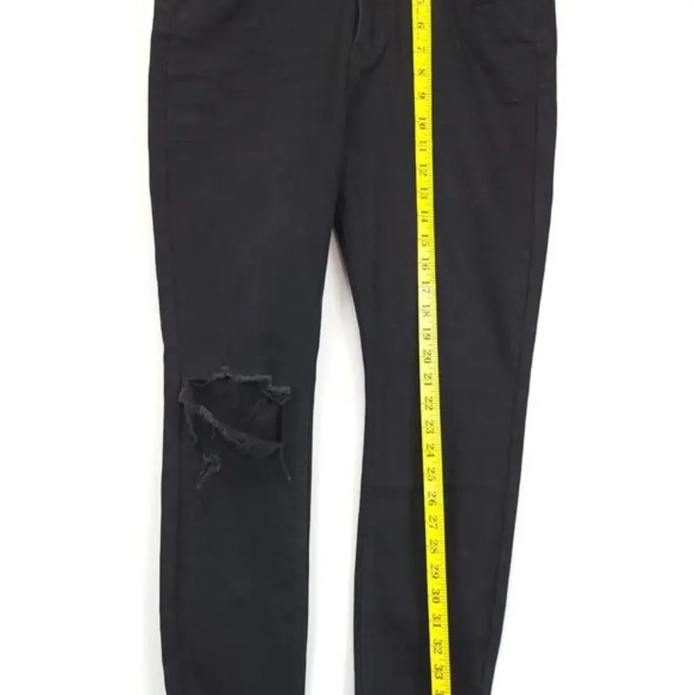 Cavalli Class Black Mid Rise‎ Jeans Ultra Slim Women 30 Distressed Raw Hem Edgy